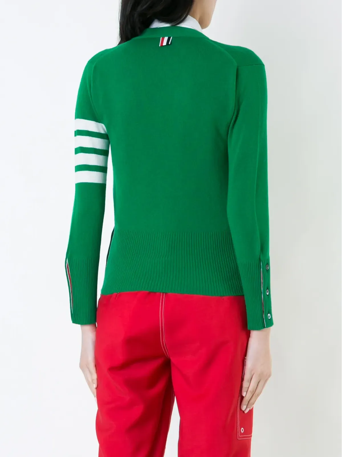Thom Browne Vネック ロゴディテール カーディガン - 画像4