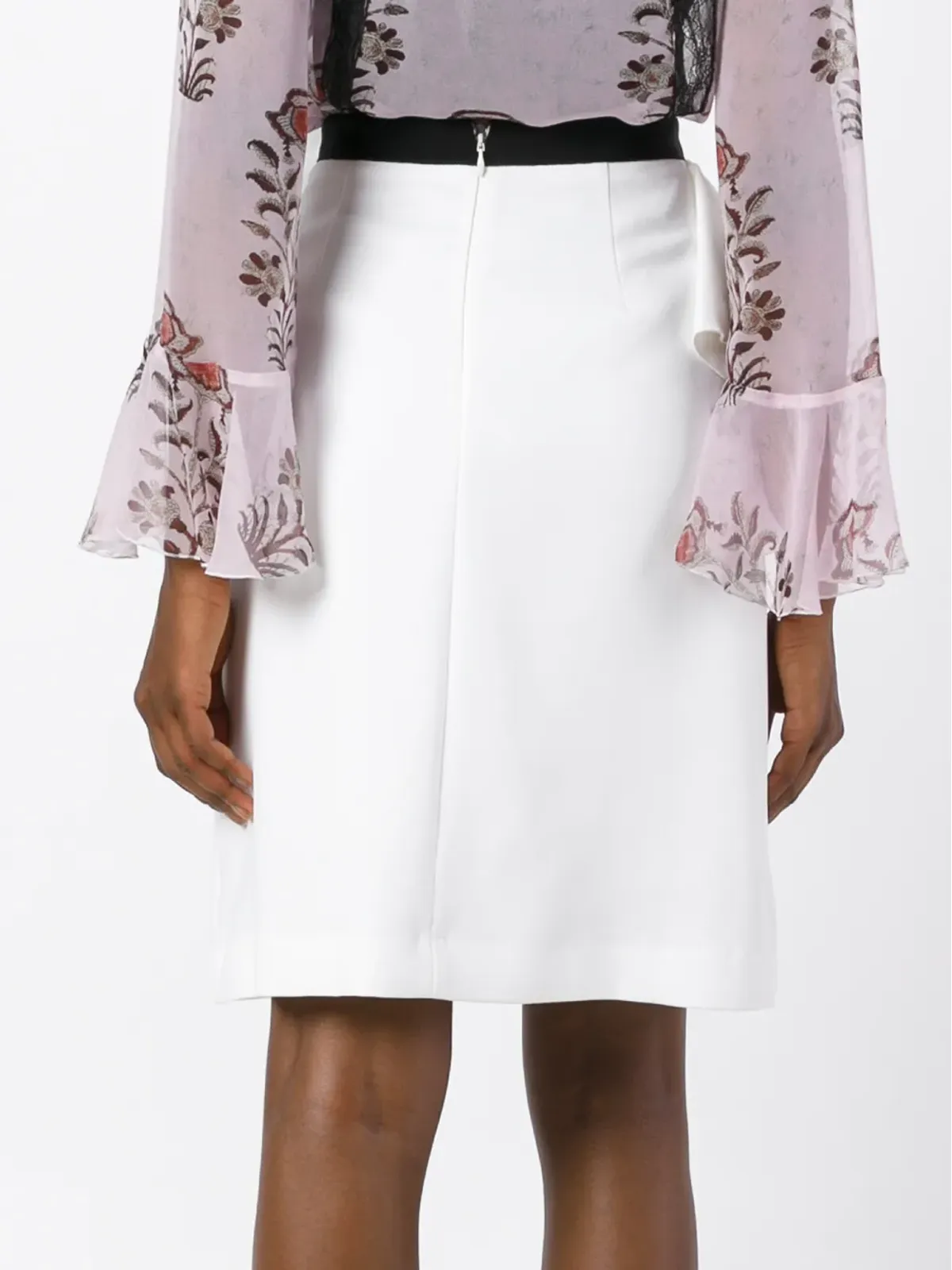 Giambattista Valli フリル付きストレートスカート（ホワイト） - 画像4