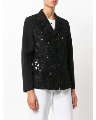 Comme Des Garçons Pre-Owned レースパネルジャケット - ブラック - サムネイル3