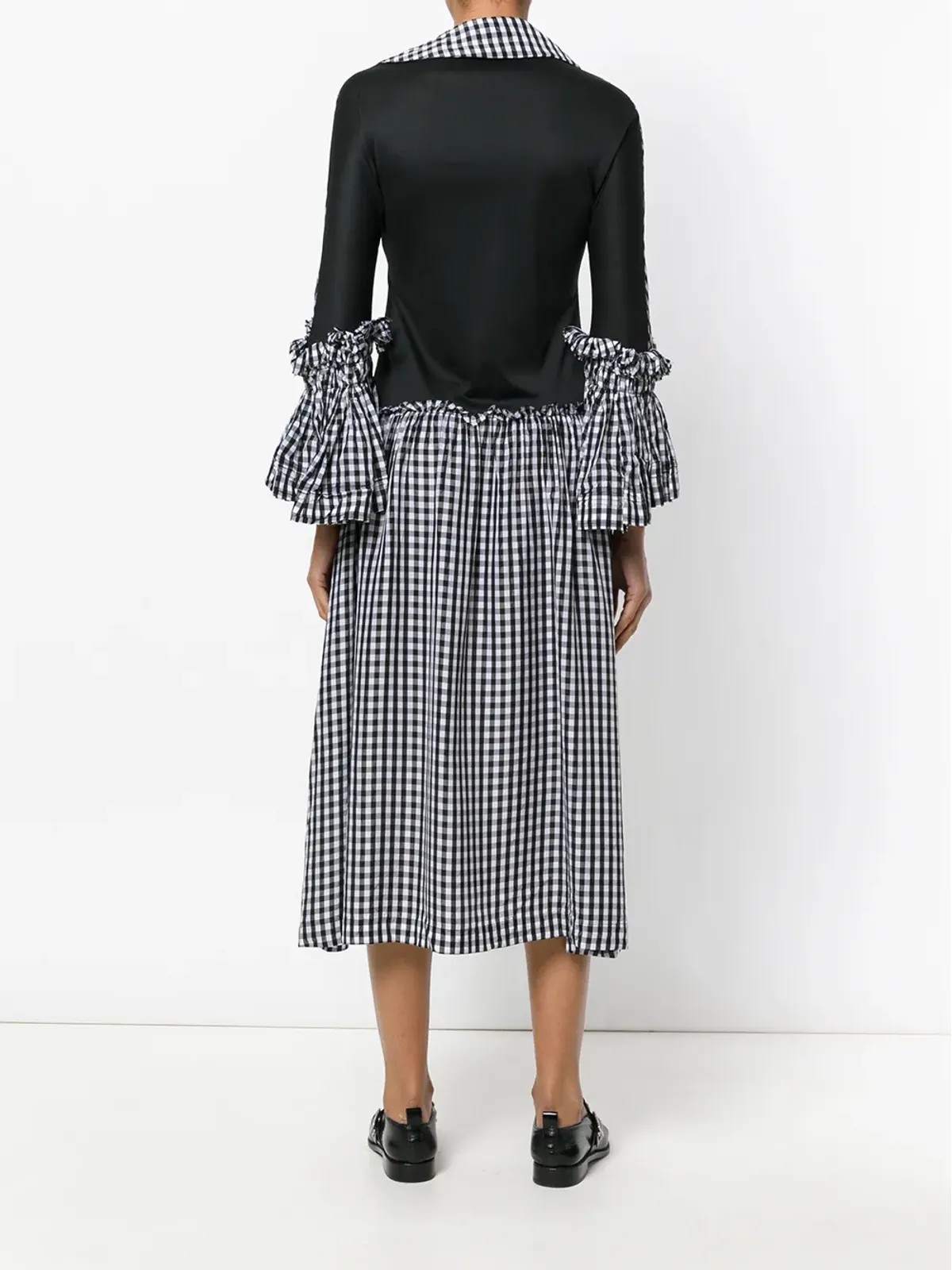 Comme Des Garçons Pre-Owned フリル付きギンガムチェック柄のブラックドレス - 画像4