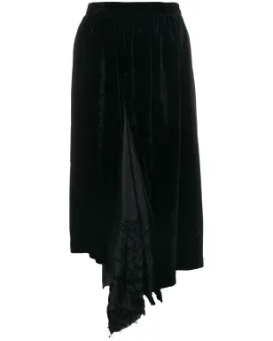 Comme Des Garçons Pre-Owned ベルベット調クロップドアシンメトリーパンツ - ブラック - サムネイル1