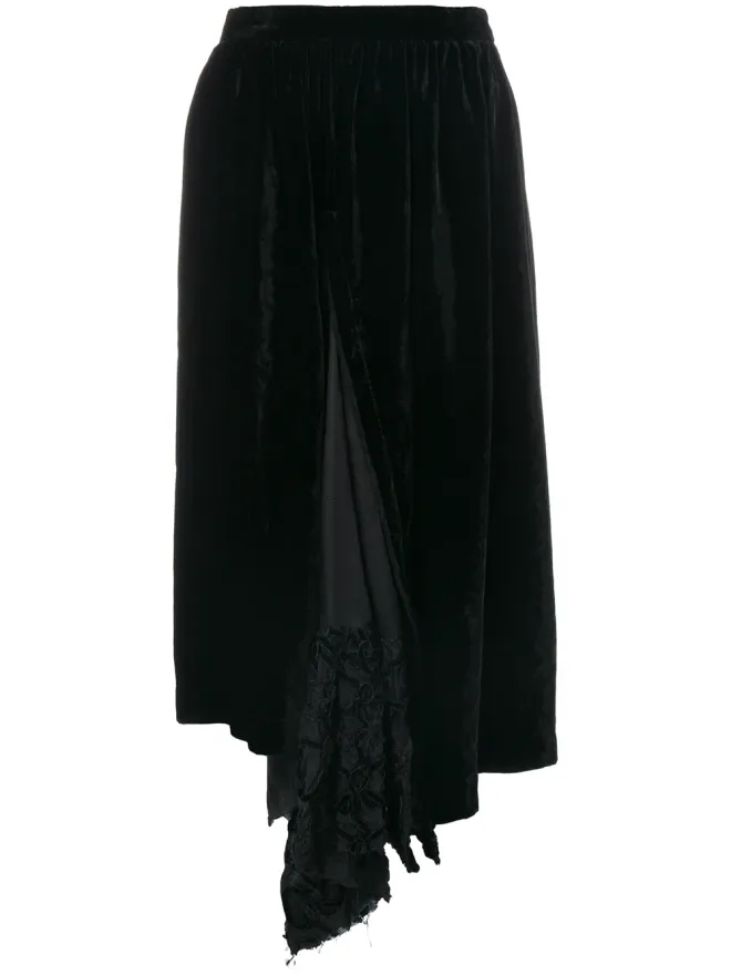 Comme Des Garçons Pre-Owned Comme Des Garçons Pre-Owned ベルベット調クロップドアシンメトリーパンツ - ブラックの商品画像