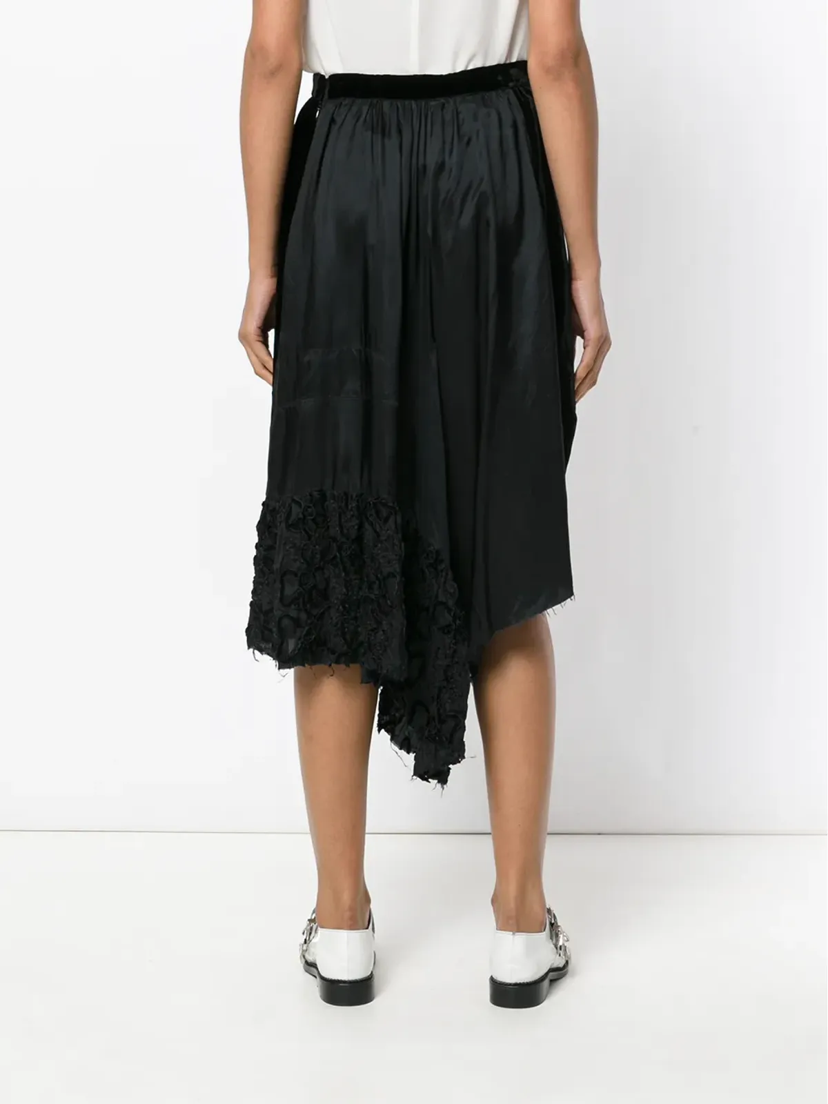 Comme Des Garçons Pre-Owned ベルベット調クロップドアシンメトリーパンツ - ブラック - 画像4