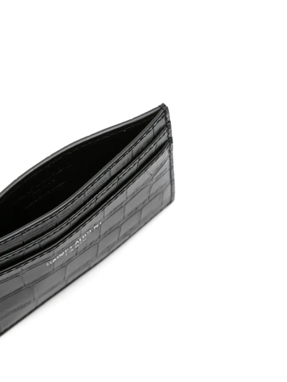 Saint Laurent クロコダイル型押しレザーカードホルダー - 画像3