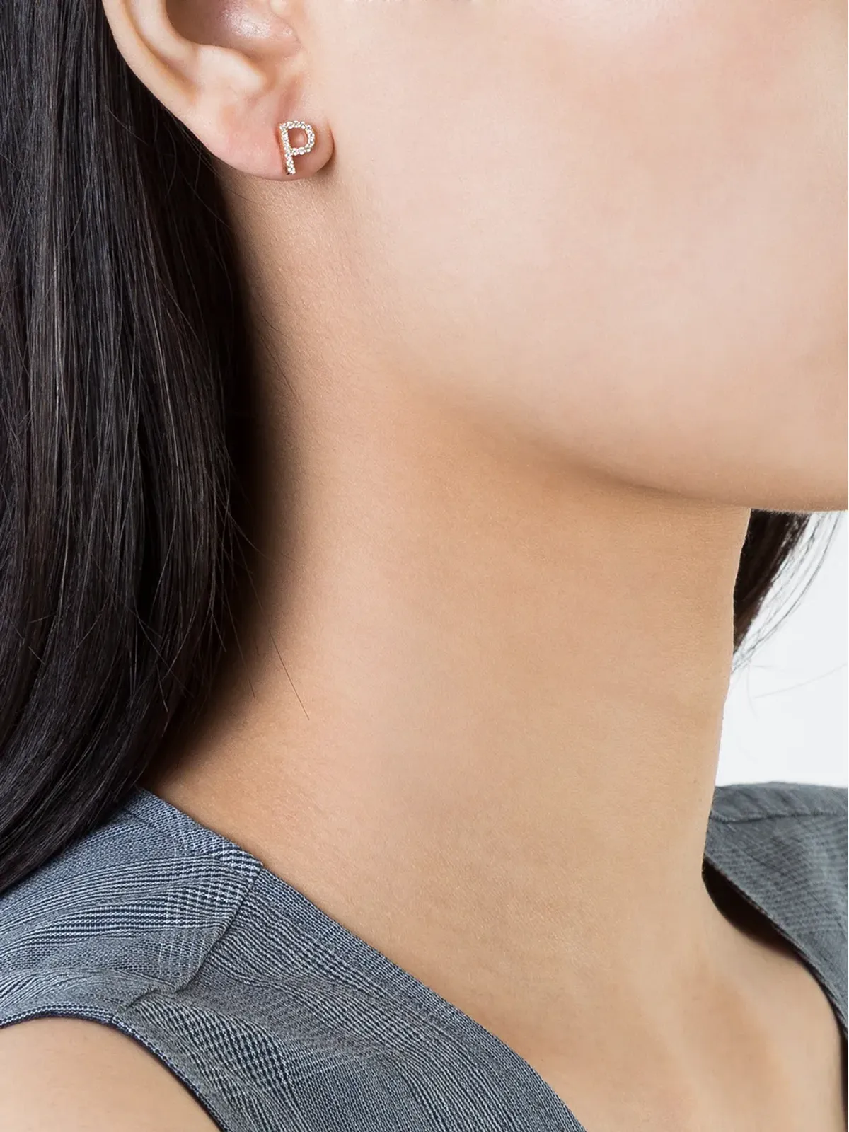ALINKA 18kt ローズゴールド ダイヤモンド レター スタッド イヤリング - 画像2