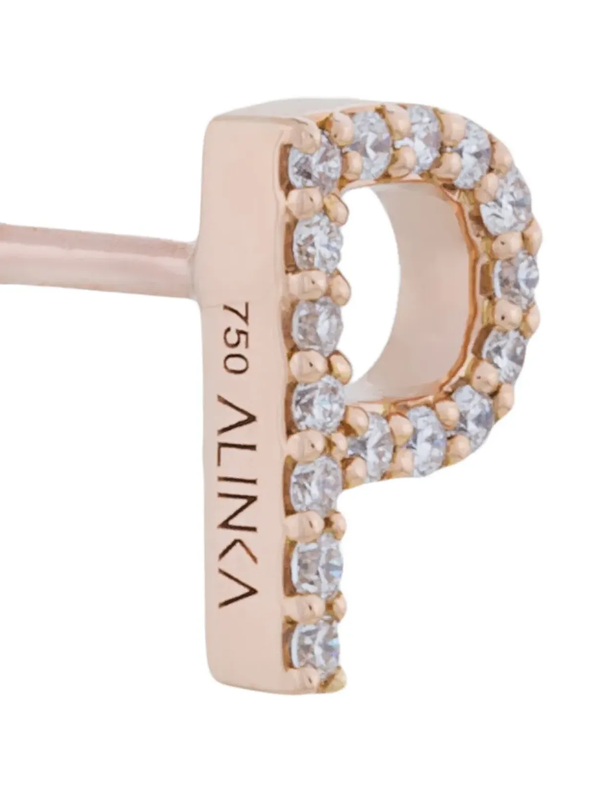 ALINKA 18kt ローズゴールド ダイヤモンド レター スタッド イヤリング - 画像3