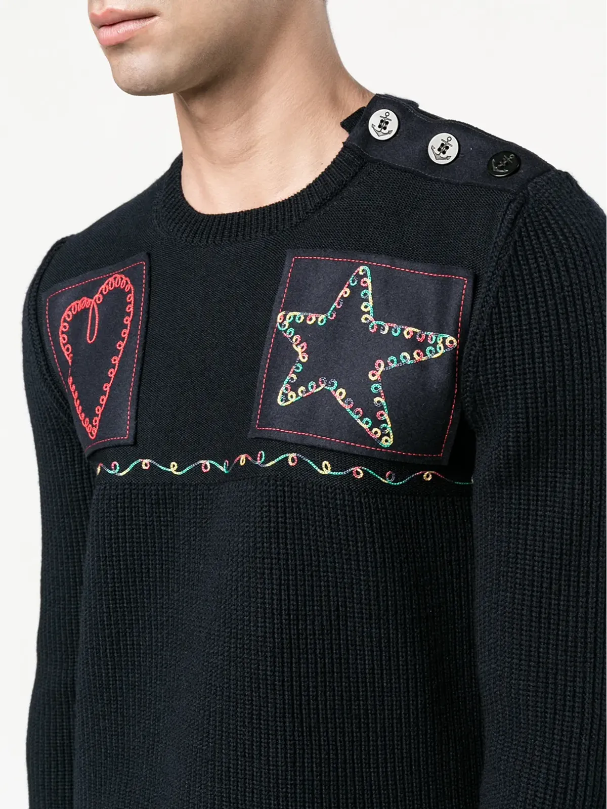 Valentino Garavani パッチド・フィッシャーマンニットセーター ブルー - 画像5