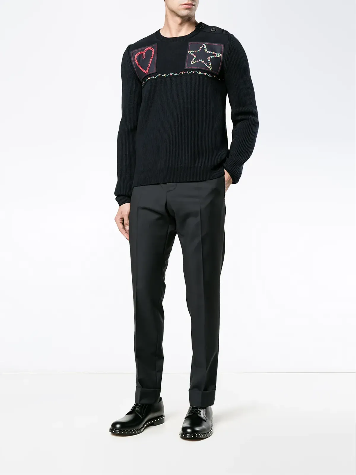 Valentino Garavani パッチド・フィッシャーマンニットセーター ブルー - 画像2