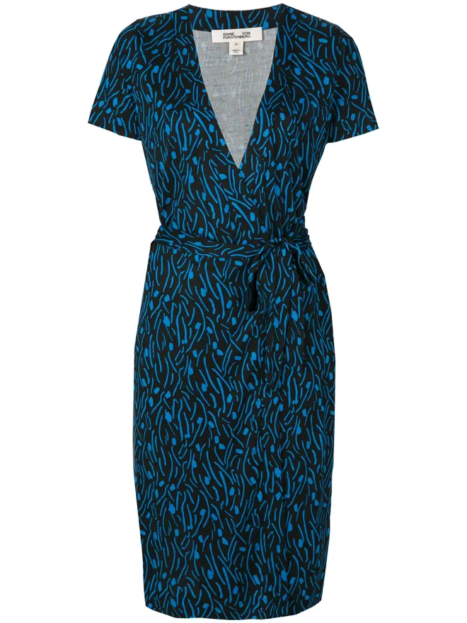 DVF Diane von Furstenberg DVF Diane von Furstenberg 刺繍入りラップドレス - ブラックの商品画像