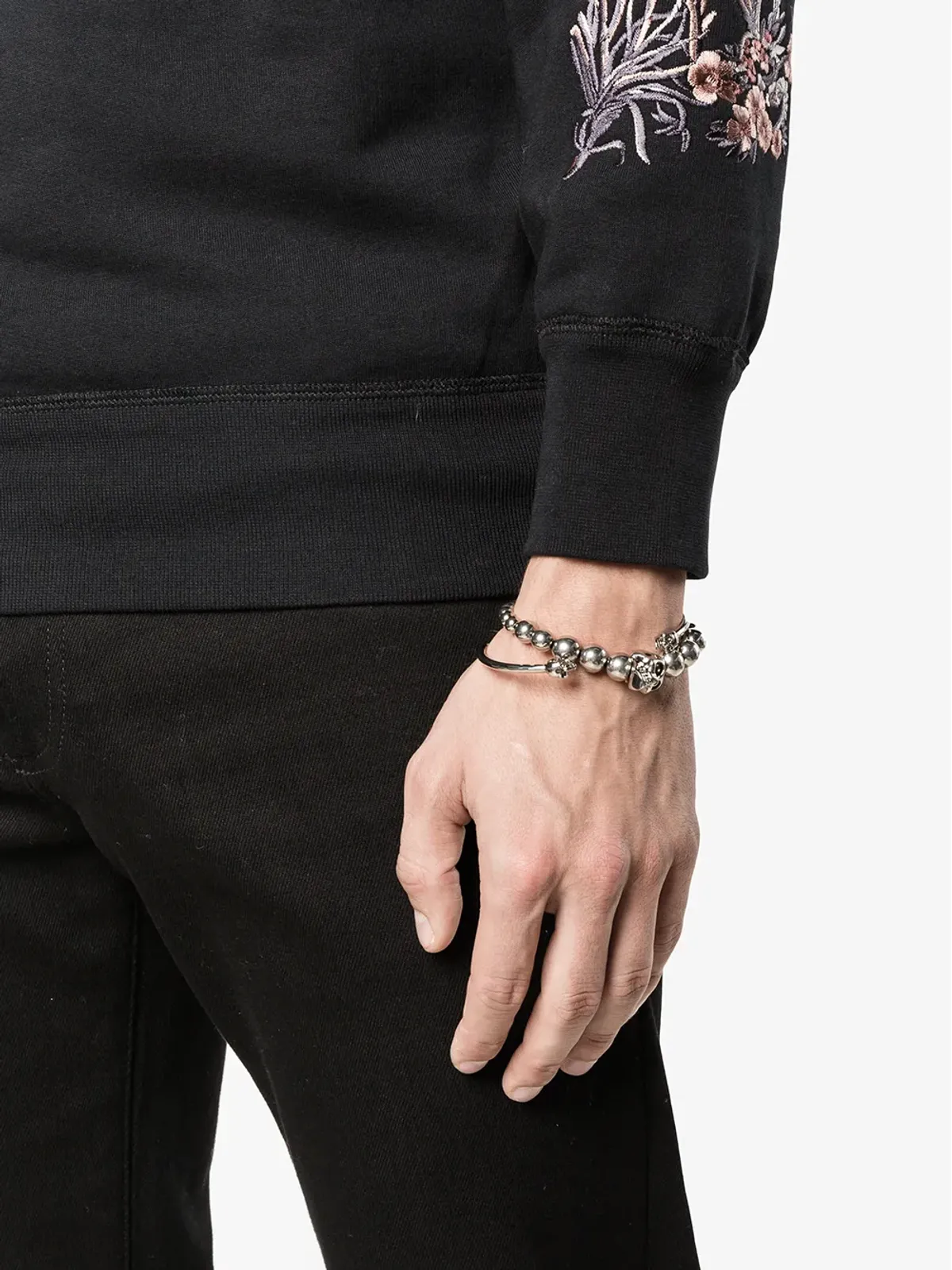 Alexander McQueen ビーズ付きスカルブレスレット - 画像2