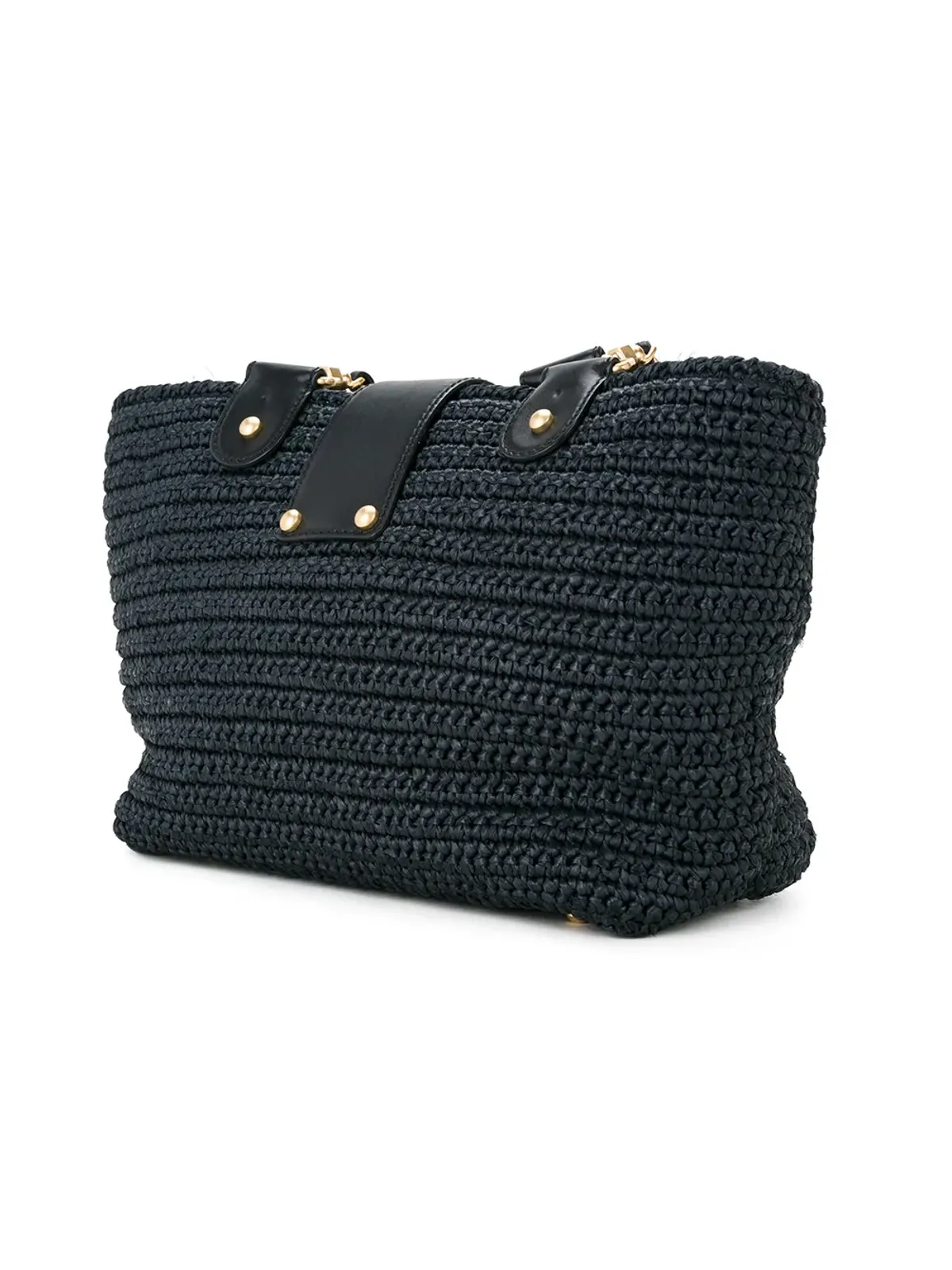 CHANEL ビンテージ ラフィア編み トートバッグ（ブラック） - 画像3
