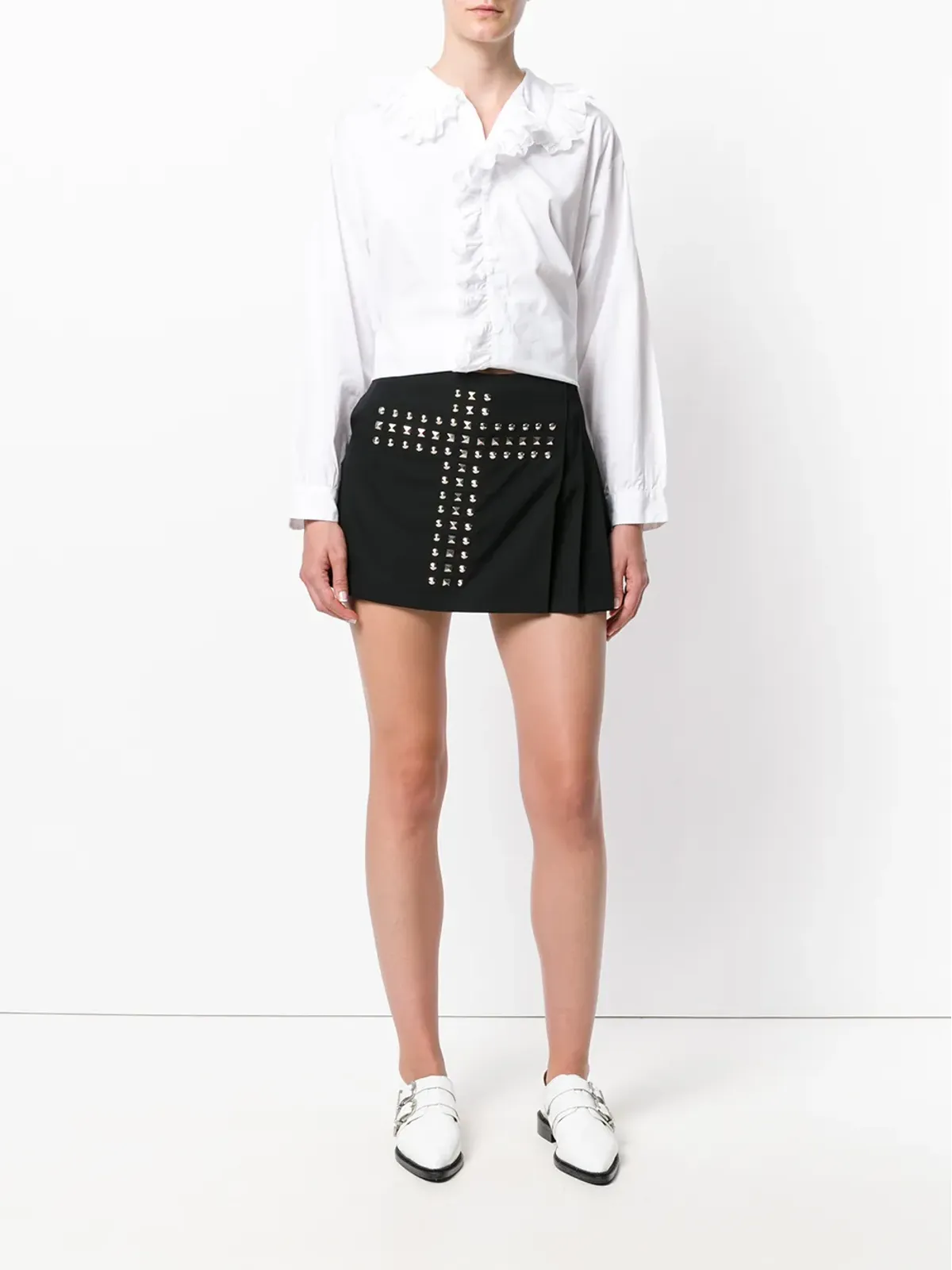 Comme Des Garçons Pre-Owned クロススタッドオーバーラッピングショーツ - 画像2