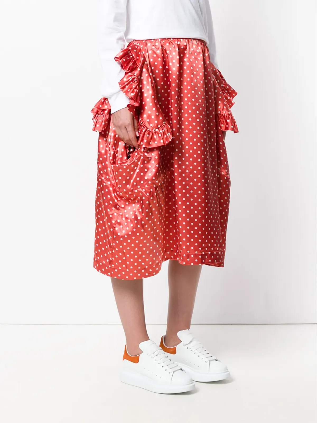 Comme Des Garçons Pre-Owned デコンストラクション風フリル付きドット柄スカート - 画像3