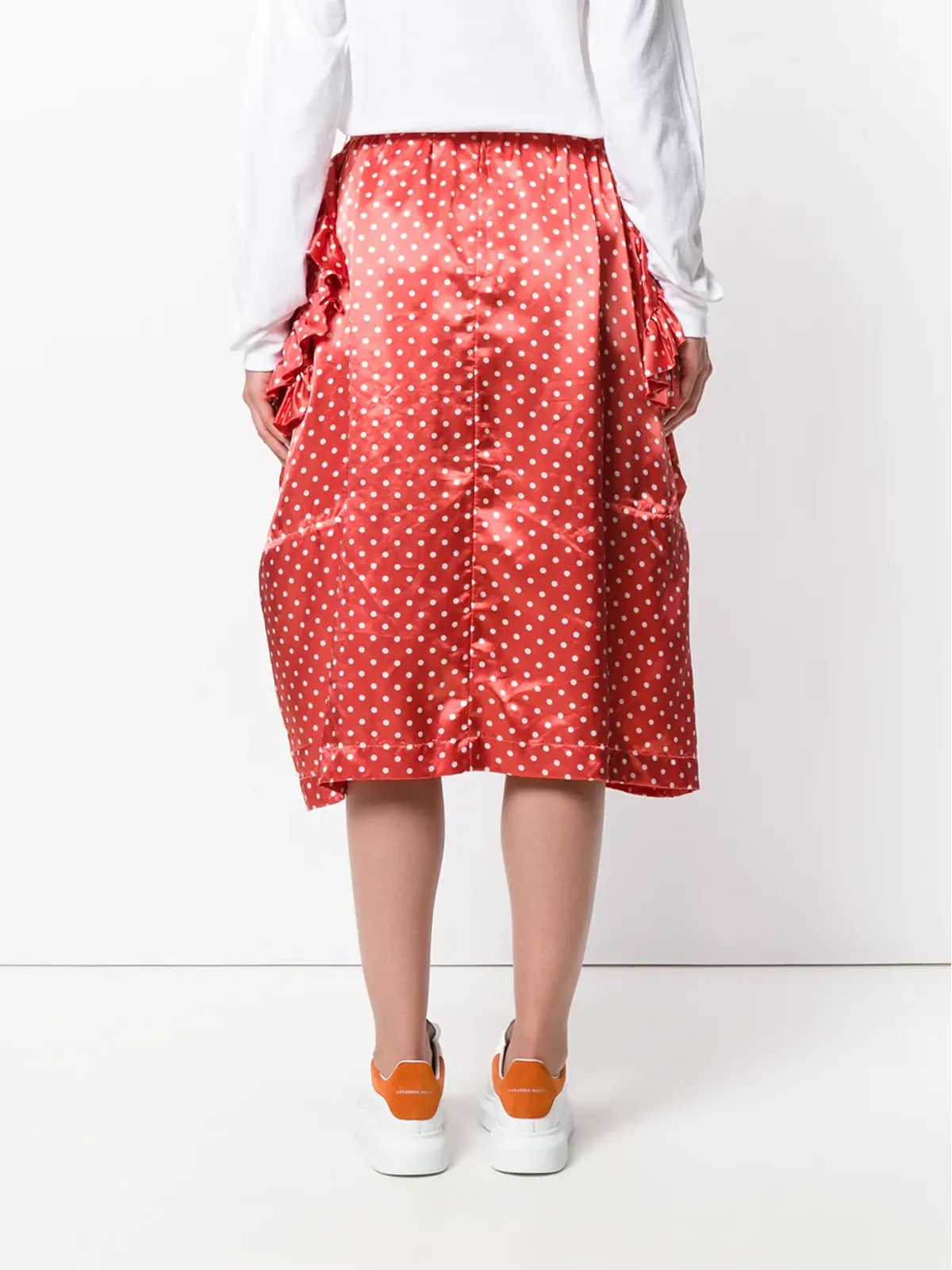 Comme Des Garçons Pre-Owned デコンストラクション風フリル付きドット柄スカート - 画像4