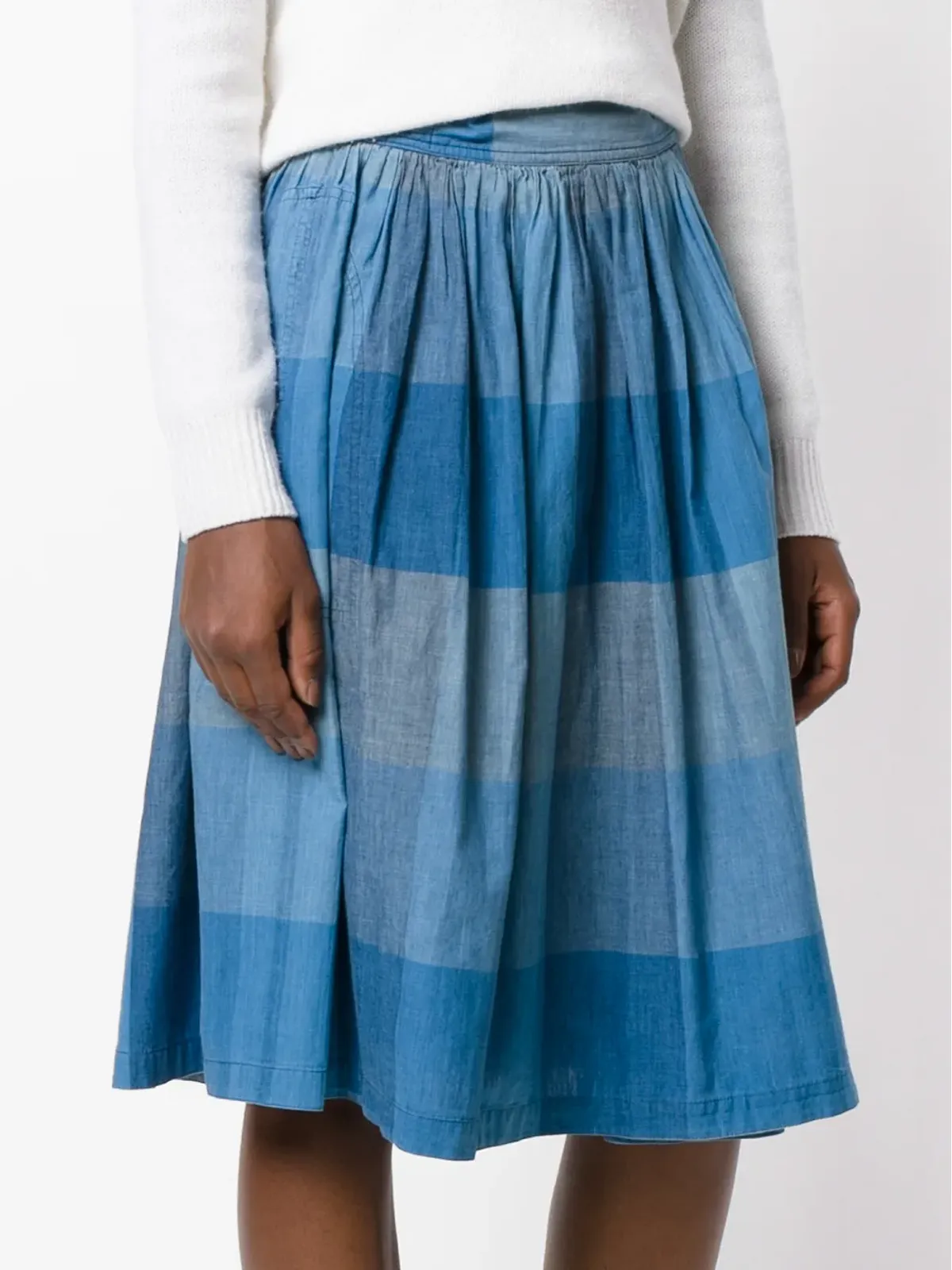 Issey Miyake Pre-Owned check wrap skirt - Blue - 画像3