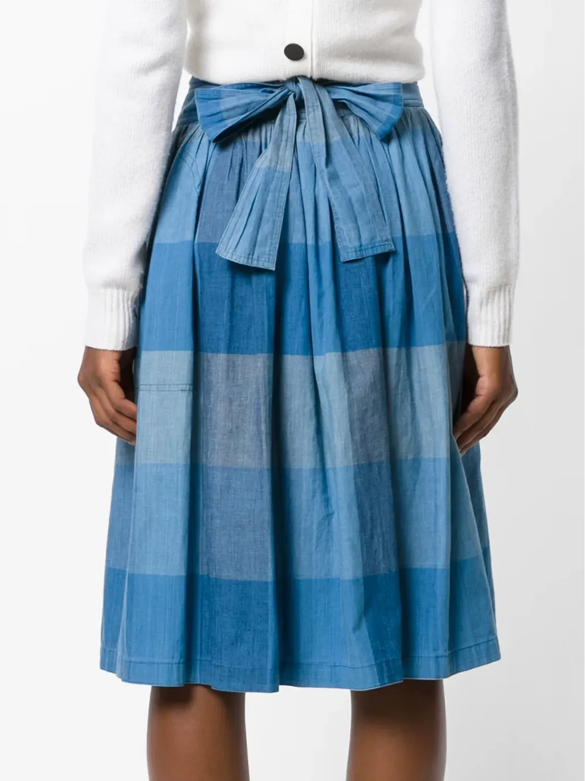 Issey Miyake Pre-Owned check wrap skirt - Blue - 画像4