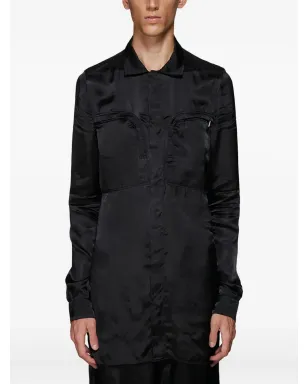 Rick Owens カットアウェイカラーシャツ（ブラック） - サムネイル1
