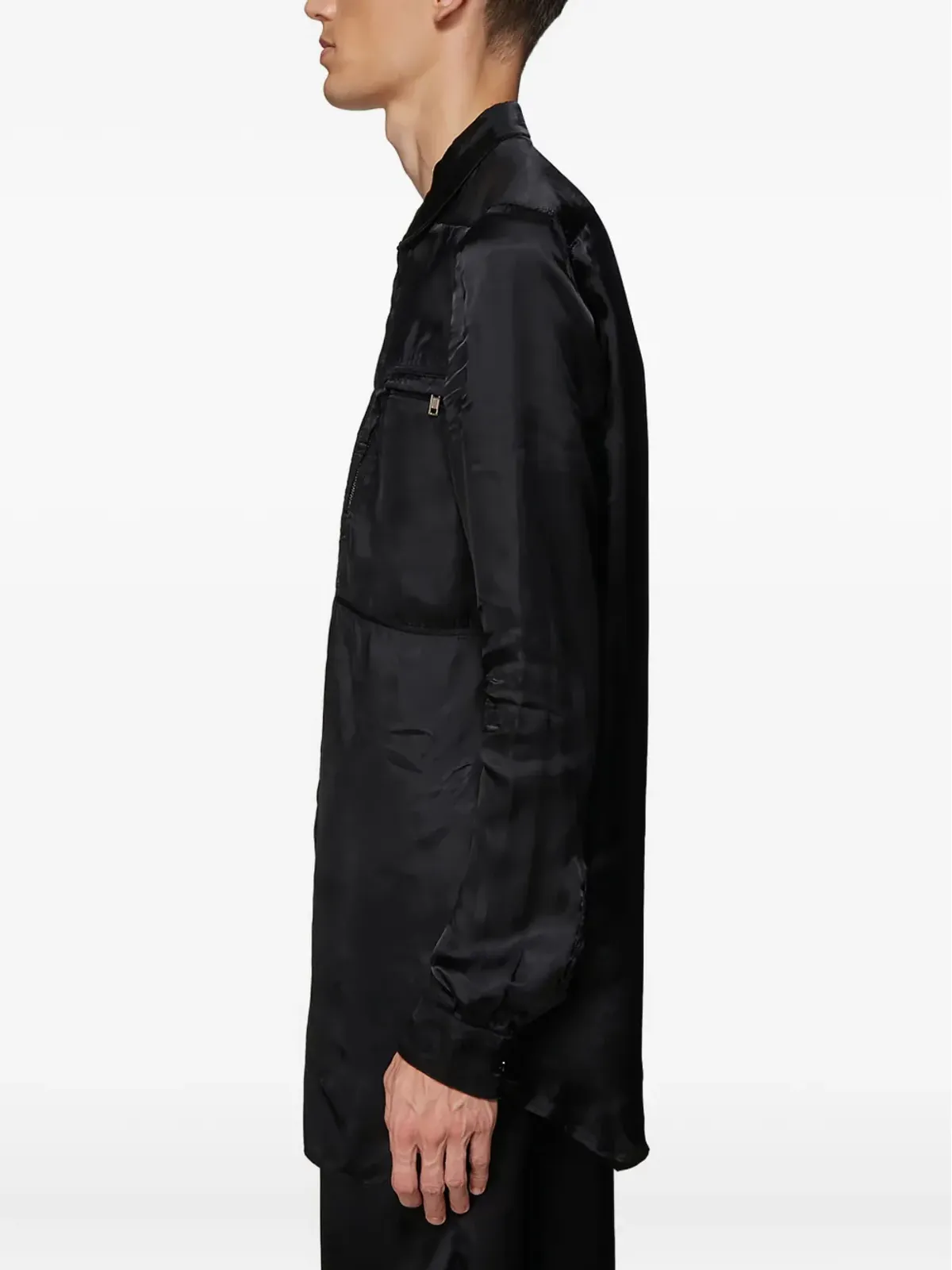 Rick Owens カットアウェイカラーシャツ（ブラック） - 画像3