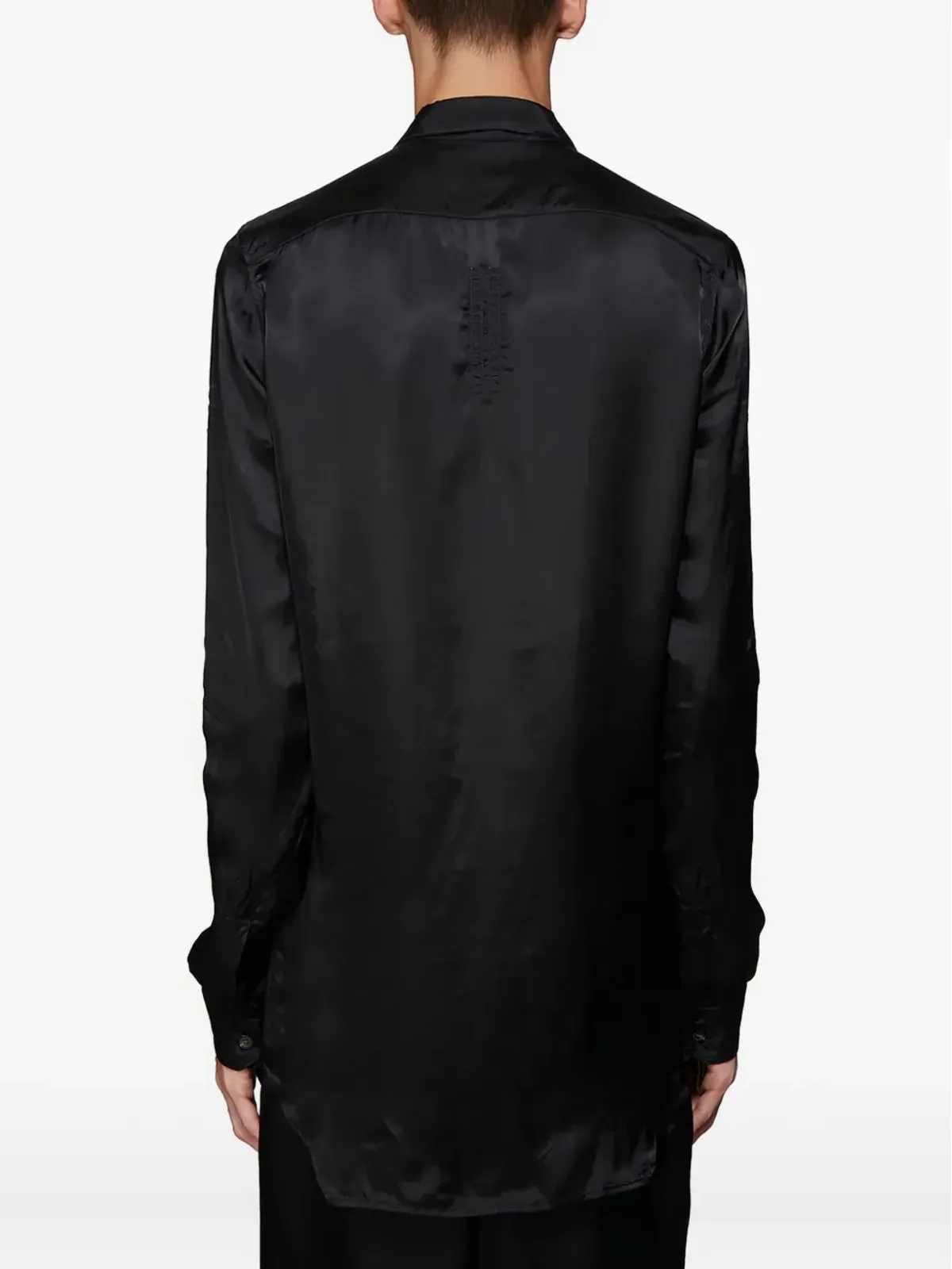 Rick Owens カットアウェイカラーシャツ（ブラック） - 画像4