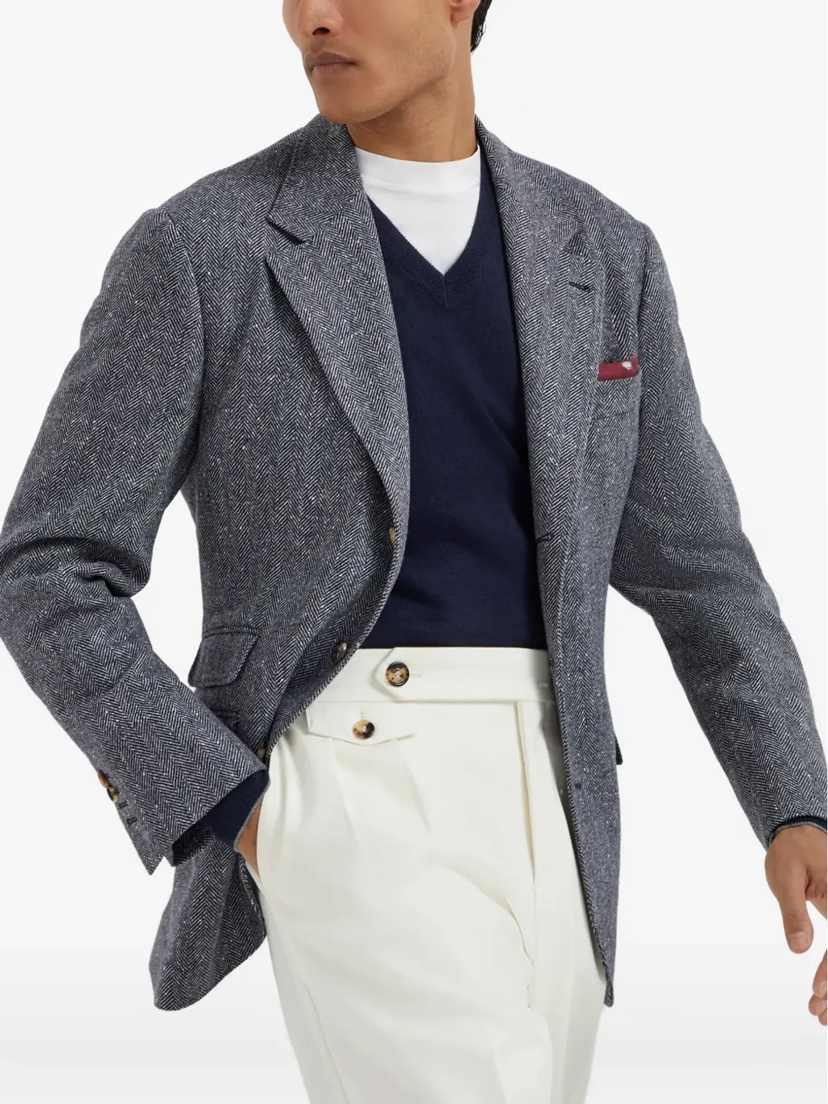Brunello Cucinelli Vネック カシミヤ セーター - 画像3