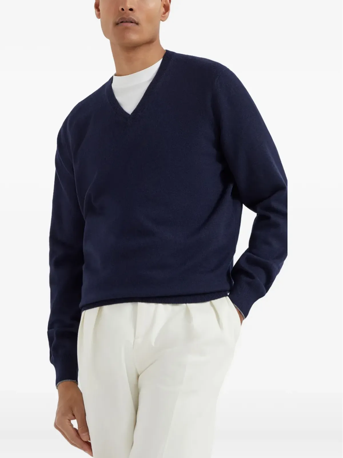 Brunello Cucinelli Vネック カシミヤ セーター - 画像4