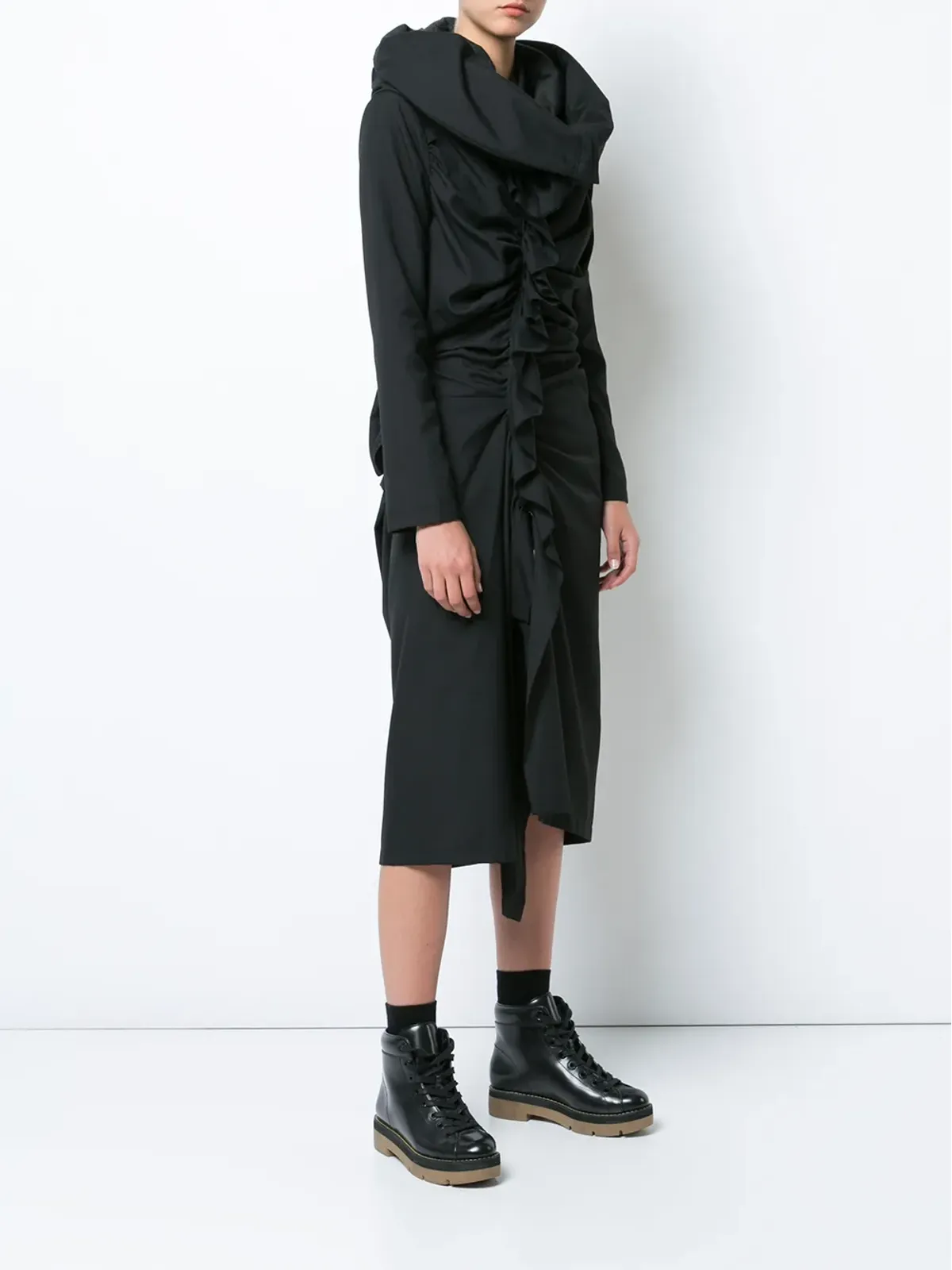 Yohji Yamamoto ギャザードレス - ブラック - 画像3