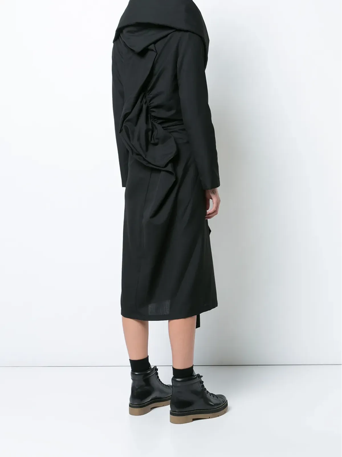 Yohji Yamamoto ギャザードレス - ブラック - 画像4