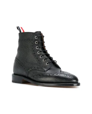 Thom Browne ウィングチップブローグブーツ レザーソール ブラック ペブルグレイン - サムネイル2