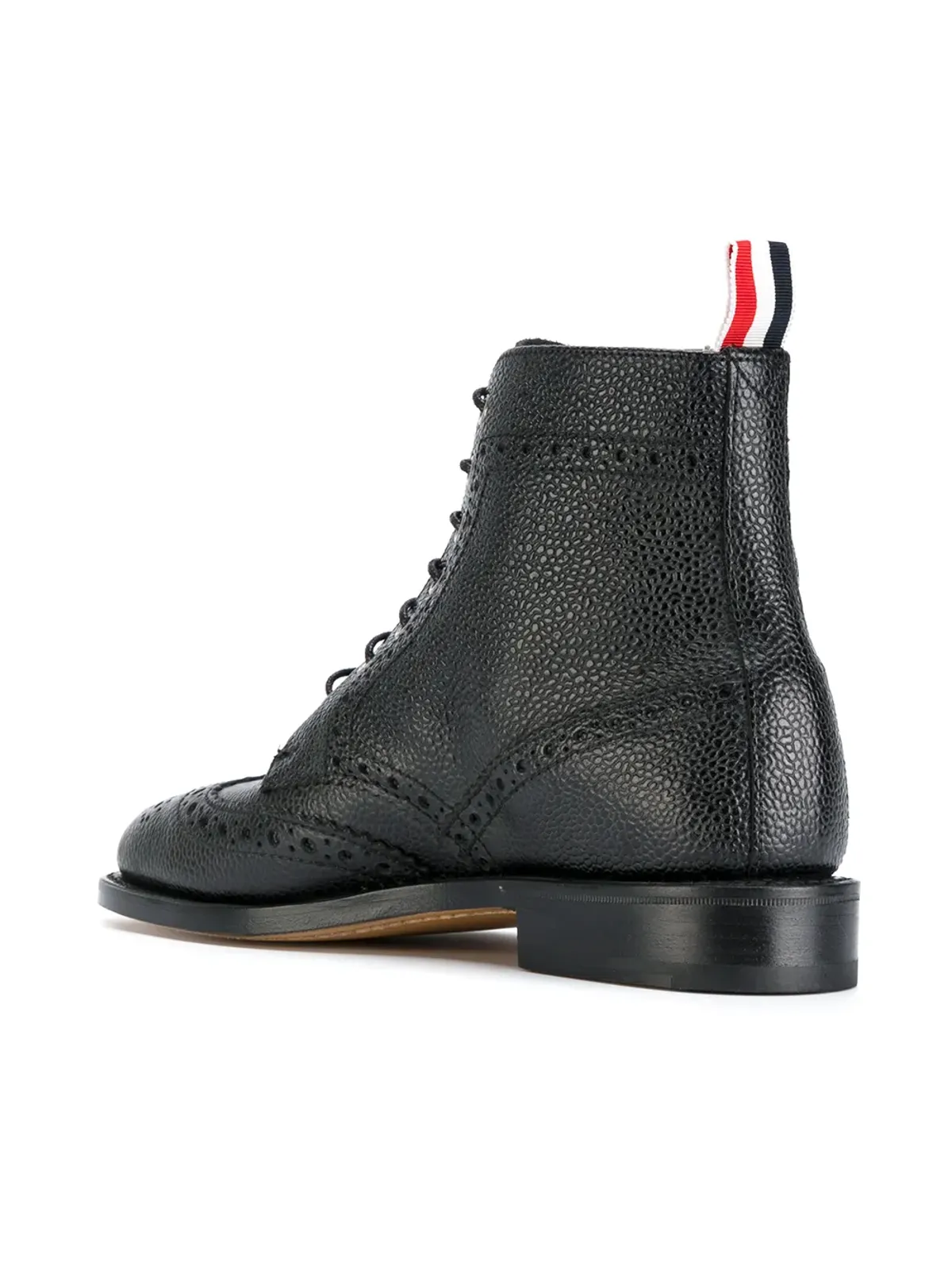 Thom Browne ウィングチップブローグブーツ レザーソール ブラック ペブルグレイン - 画像3
