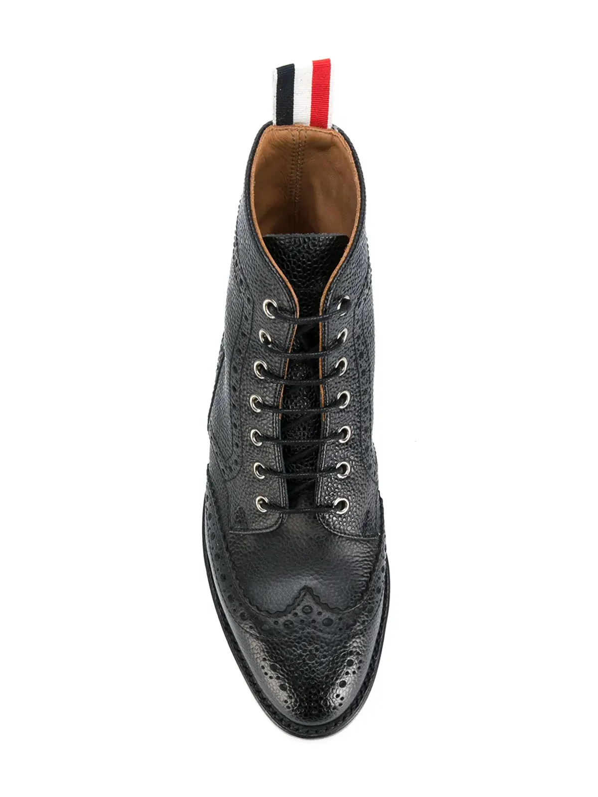 Thom Browne ウィングチップブローグブーツ レザーソール ブラック ペブルグレイン - 画像4