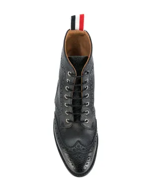 Thom Browne ウィングチップブローグブーツ レザーソール ブラック ペブルグレイン - サムネイル4
