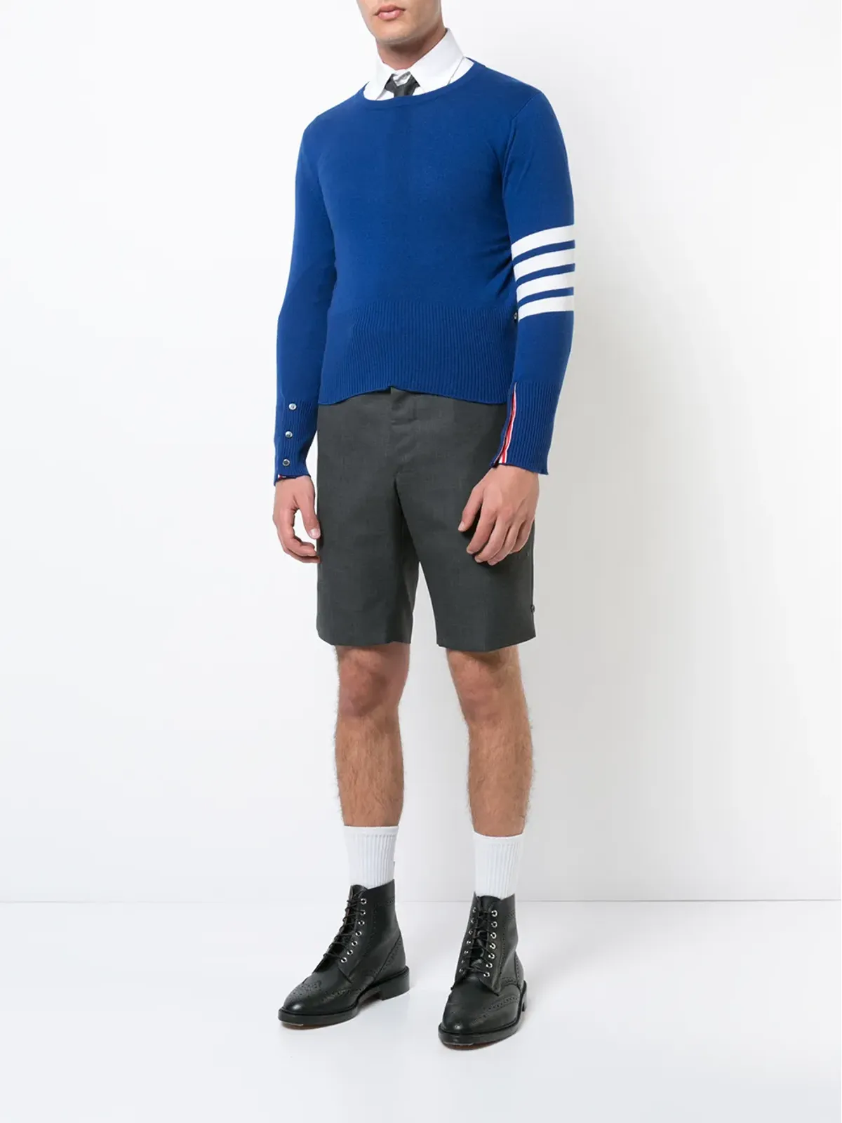 Thom Browne 4バーショートカシミヤプルオーバー ブルー - 画像2