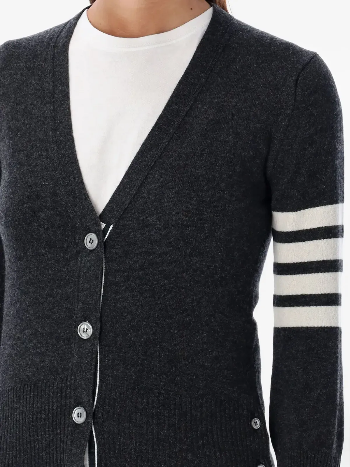Thom Browne 4-Bar V-neck カシミア カーディガン - 画像3