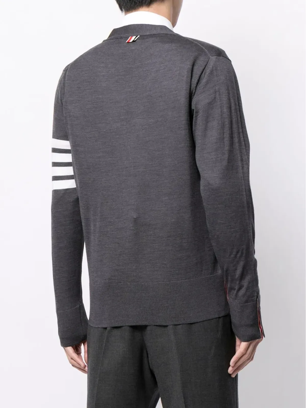 Thom Browne 4-Bar Vネック メリノ カーディガン - 画像4