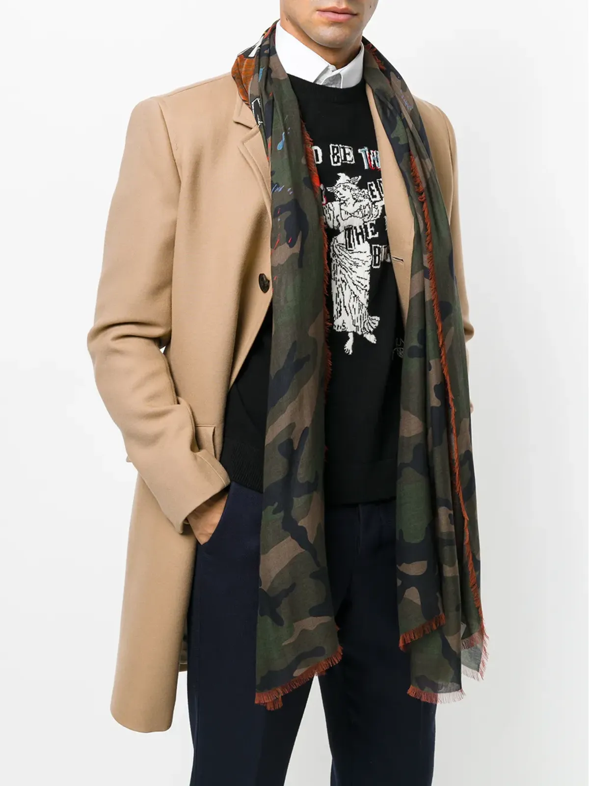 Valentino Garavani 薄手のカモフラージュプリントスカーフ - グリーン - 画像2