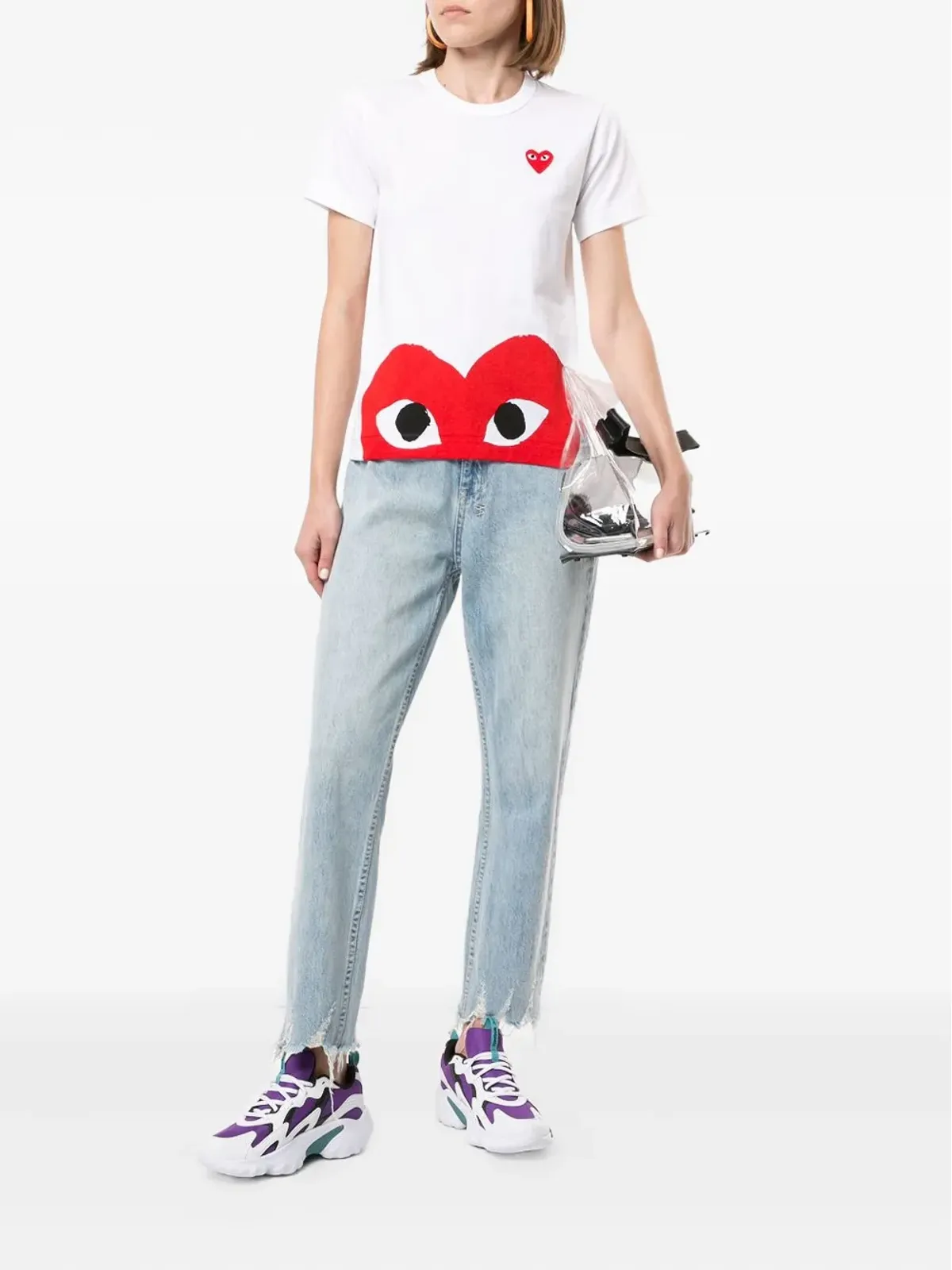 Comme Des Garçons Play ロゴプリント コットン Tシャツ ホワイト - 画像2