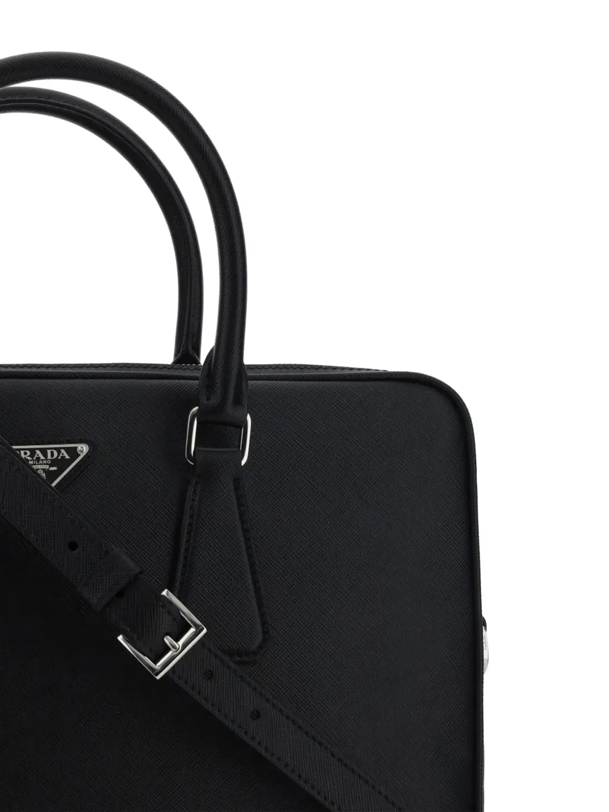 Prada トライアングルロゴ レザー ブリーフケース - 画像4