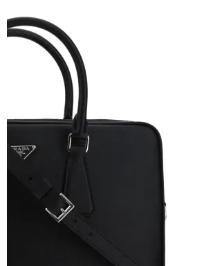 Prada トライアングルロゴ レザー ブリーフケース - サムネイル4
