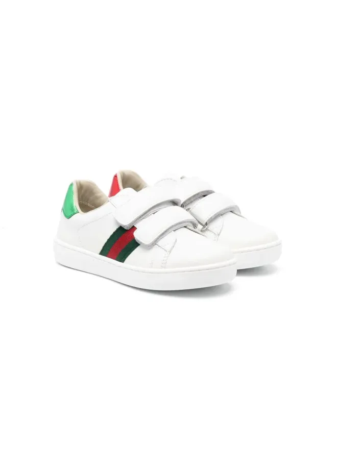 Gucci Kids Gucci Kids ウェブディテリング レザー スニーカーの商品画像