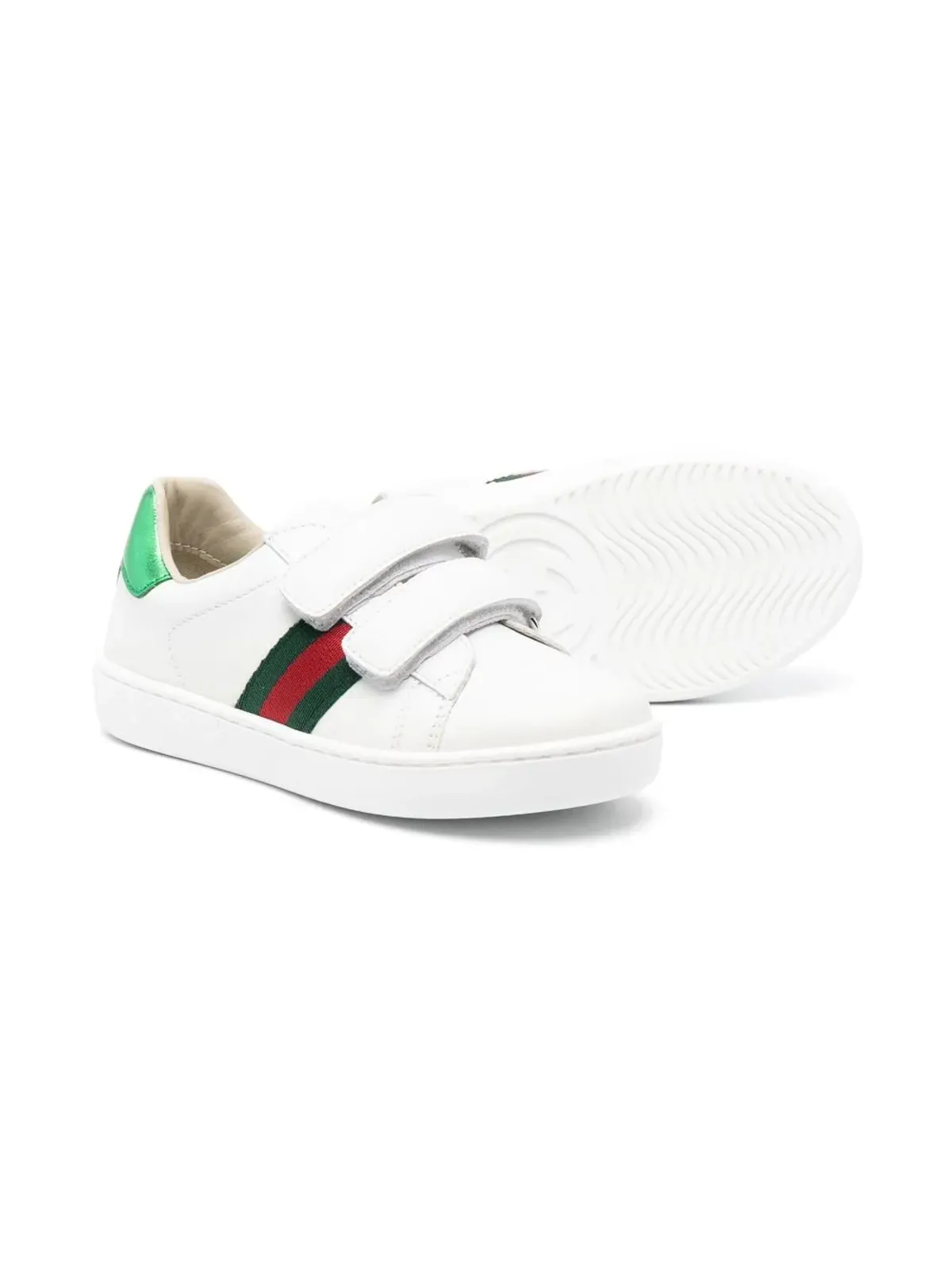 Gucci Kids ウェブディテリング レザー スニーカー - 画像2