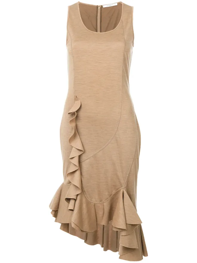 Givenchy Givenchy knitted frill-hem midi dress - Brownの商品画像