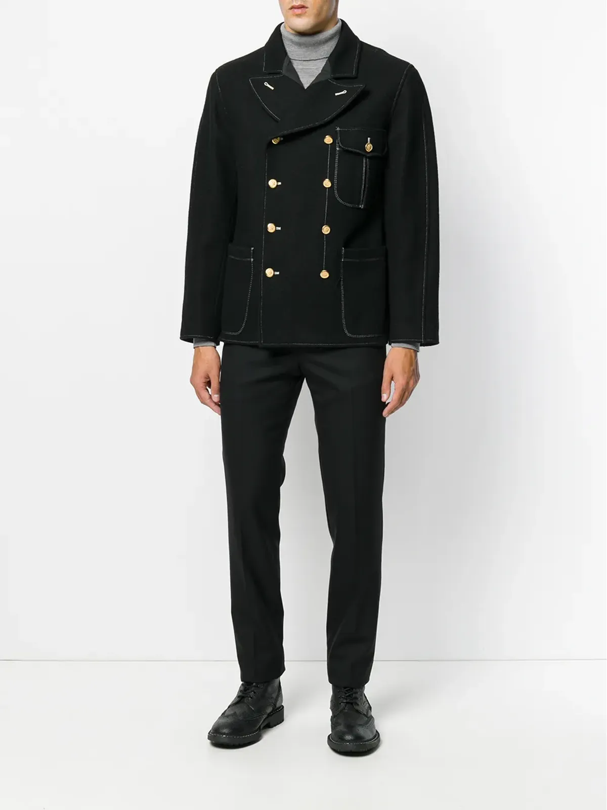 Jean Paul Gaultier Pre-Owned 尖ったラペルのダブルブレストジャケット - ブラック - 画像2
