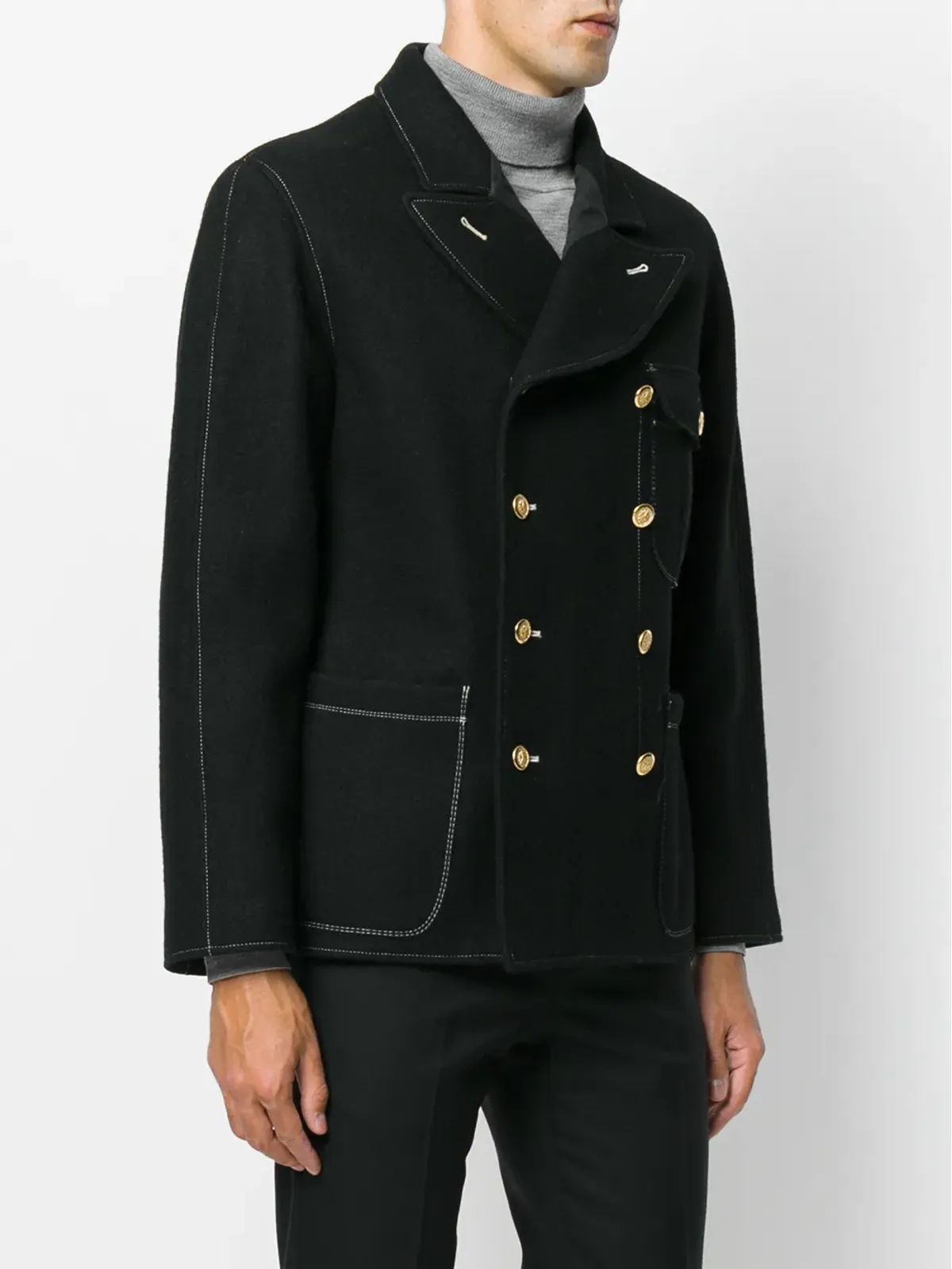 Jean Paul Gaultier Pre-Owned 尖ったラペルのダブルブレストジャケット - ブラック - 画像3