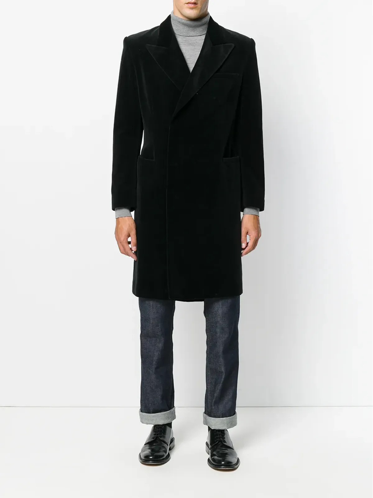 Jean Paul Gaultier Pre-Owned ベルベット ミディコート ブラック - 画像2