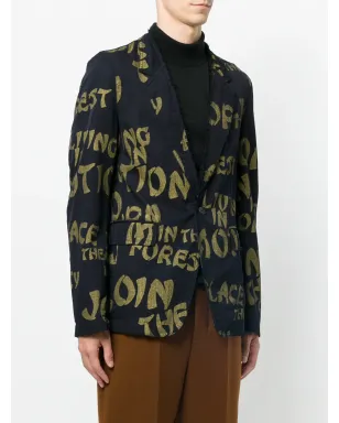 Comme Des Garçons Pre-Owned タイポグラフィックプリント ブレザー - サムネイル3