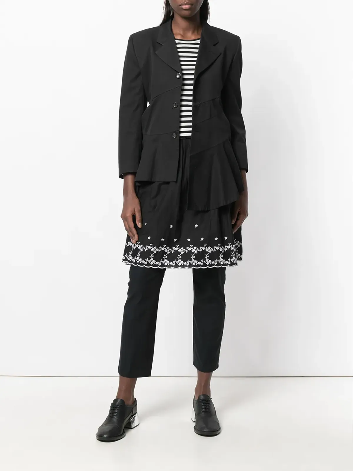 Comme Des Garçons Pre-Owned embroidered skirt over trousers - Black - 画像2