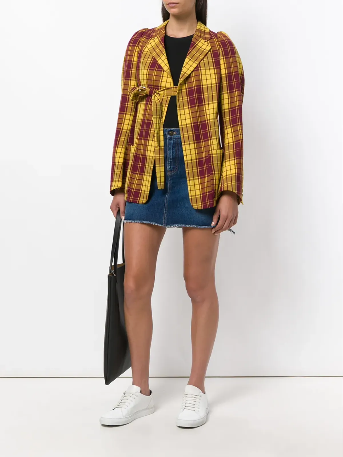 Comme Des Garçons Pre-Owned タータンチェック タイアップブレザー - 画像2