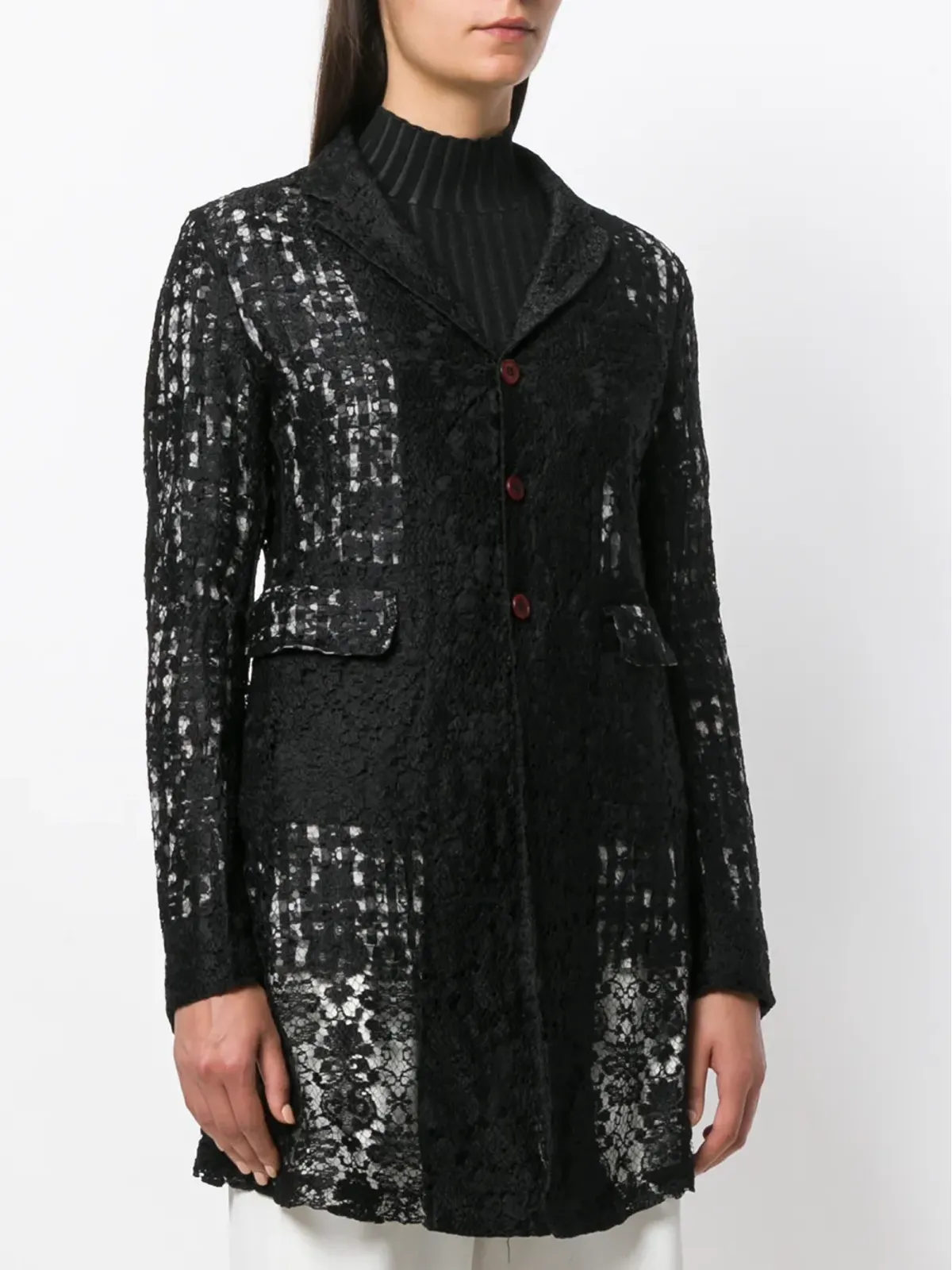 Comme Des Garçons Pre-Owned ミディ丈レースジャケット - 画像3
