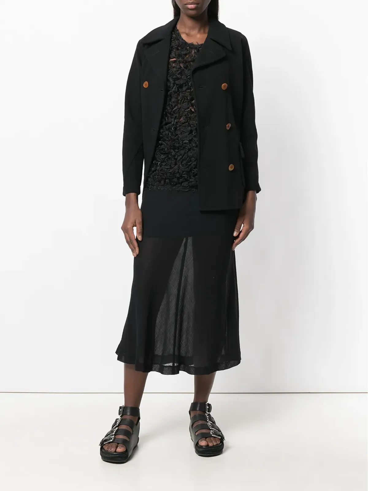 Comme Des Garçons Pre-Owned アシンメトリックショートピーコート - 画像2