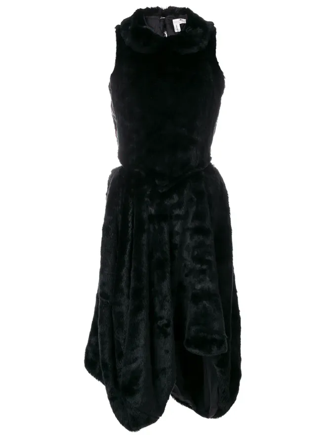 Comme Des Garçons Pre-Owned Comme Des Garçons Pre-Owned 2000s フェイクファー カットアウト ドレス - ブラックの商品画像